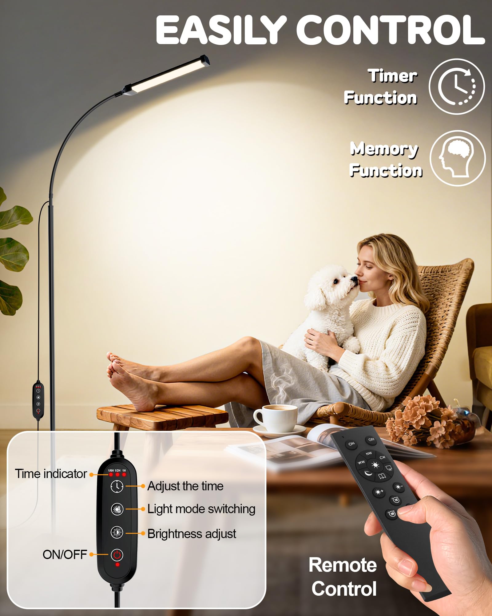AearKing light therapy lamp gooseneck directs light precisely for reading