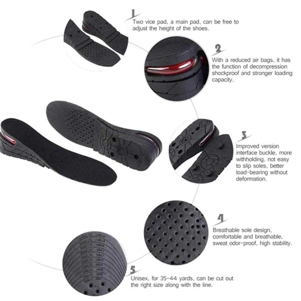 AEDNX heel lift insole close-up highlighting shock absorption during steps.