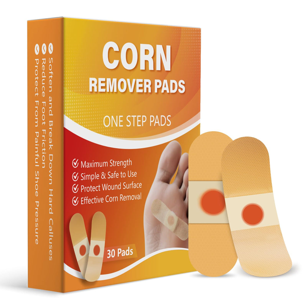 AEE corn remover pads packaging shown for at-home foot care.