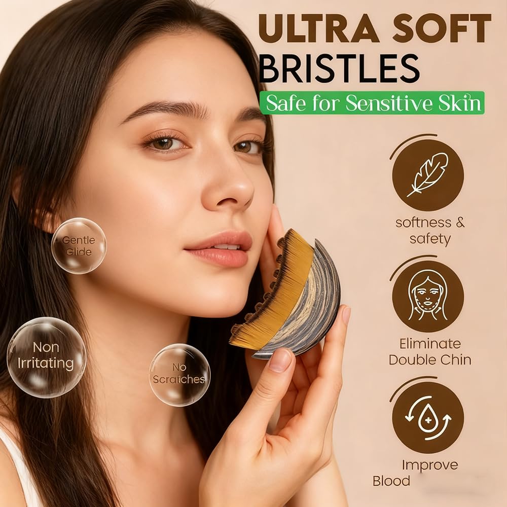 Close-up of soft bristles on the Aeki brush for sensitive skin daily use