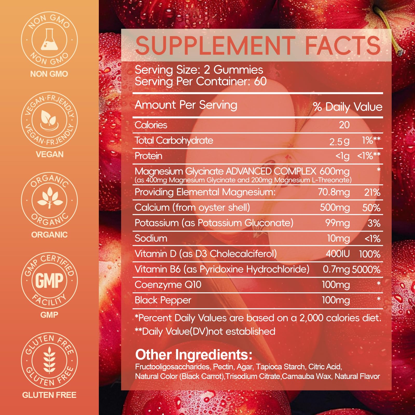 AEQNJV Magnesium Glycinate Gummies Apple flavor close-up highlighting chewy texture and sleep-friendly benefits