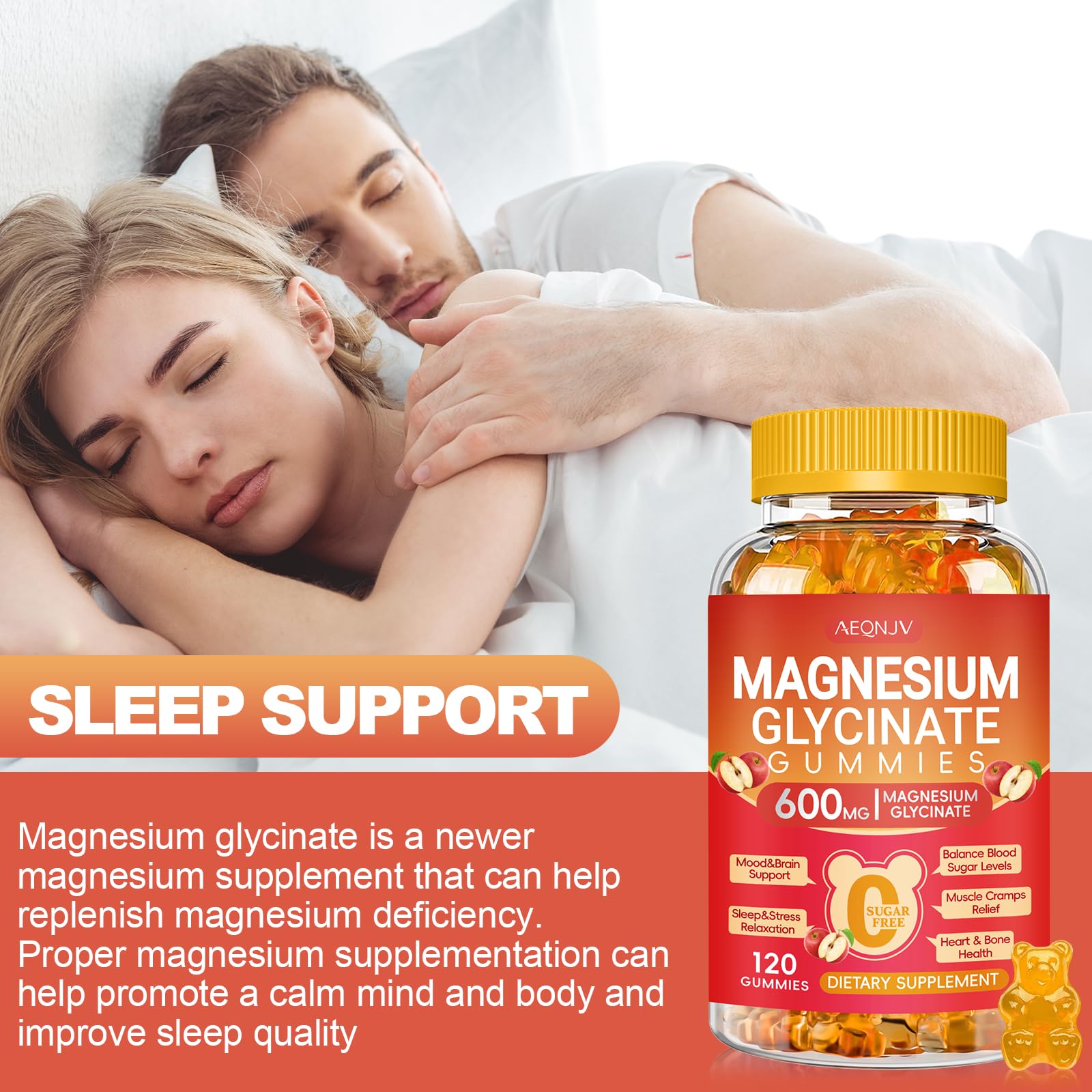 AEQNJV Sleep-friendly scene with gummies beside a calming mug for restful evenings