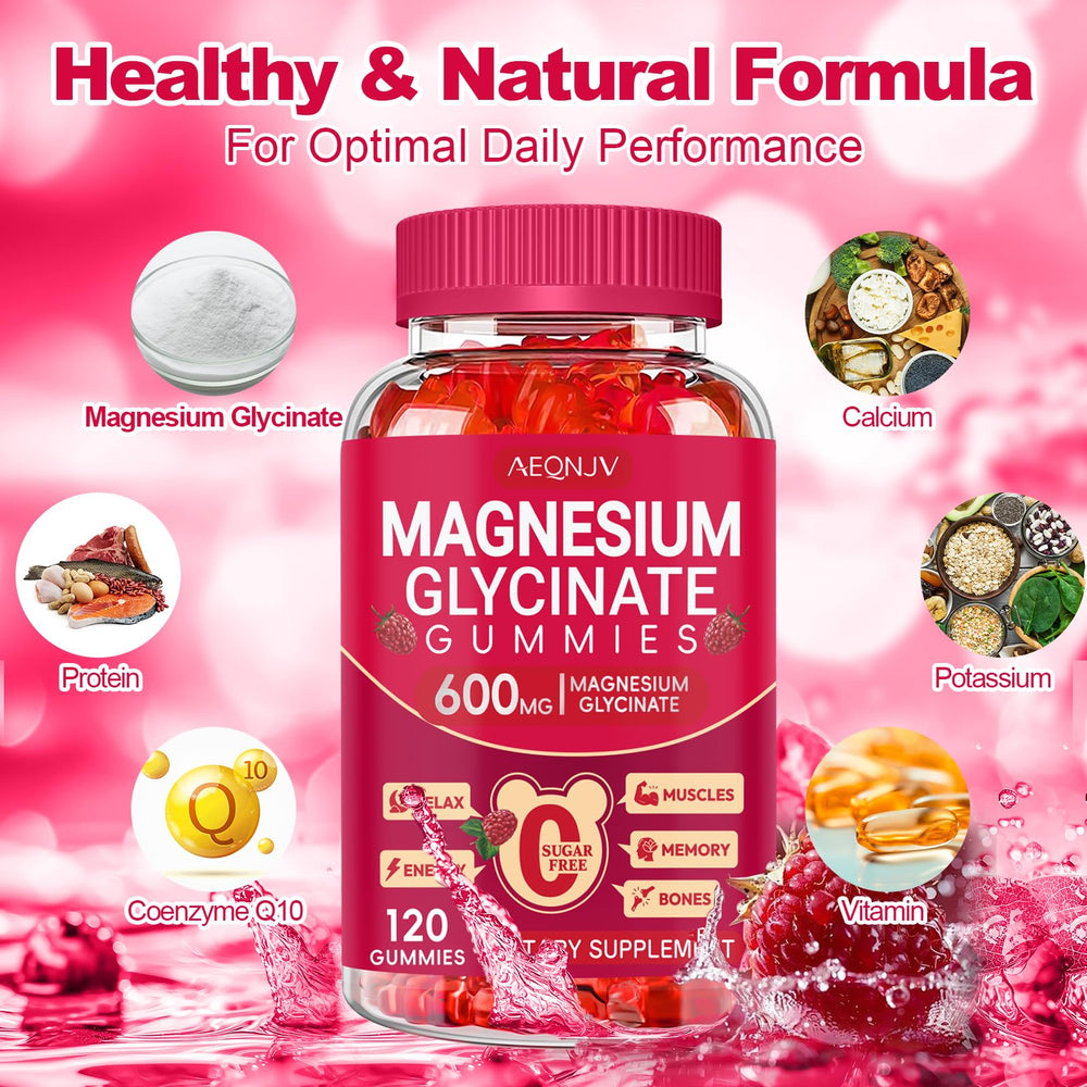AEQNJV Raspberry-flavored gummies close-up showing chewy texture.