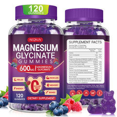 AEQNJV Magnesium Glycinate Gummies bottle front promotes calm and restful nights