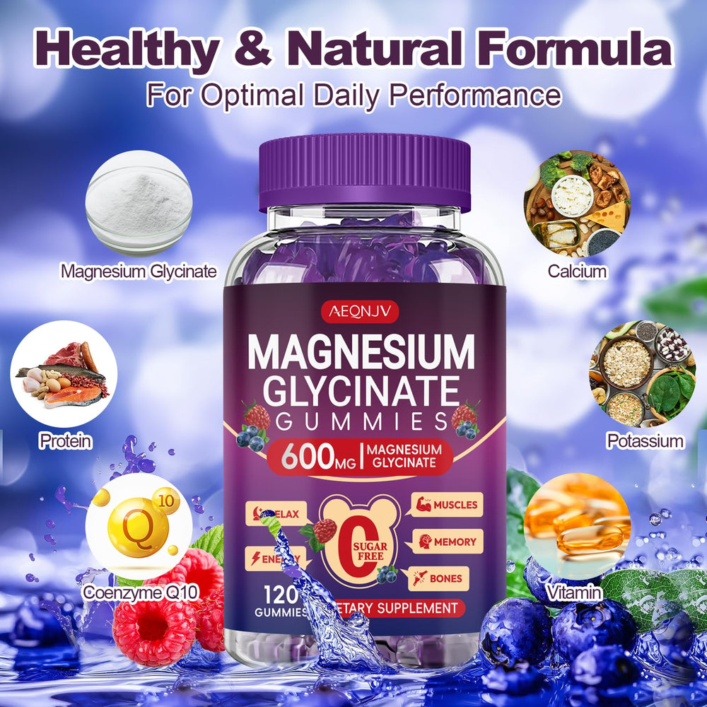 AEQNJV Magnesium Glycinate Gummies daily-dose concept with two gummies