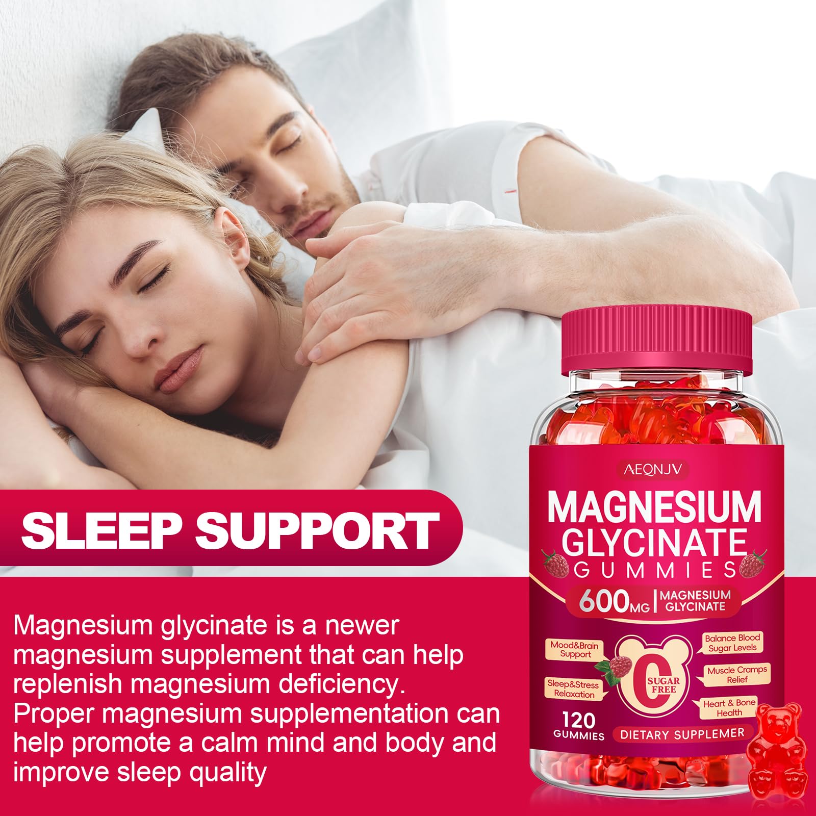 AEQNJV Gummy bottle shows minerals and CoQ10 for daily wellness.