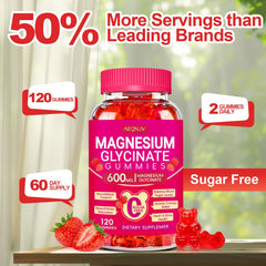 AEQNJV raspberry-flavored vegan magnesium glycinate gummy for daily supplement.