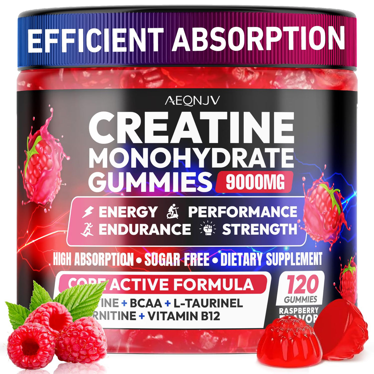 AEQNJV creatine gummies bottle ready for pre-workout energy support