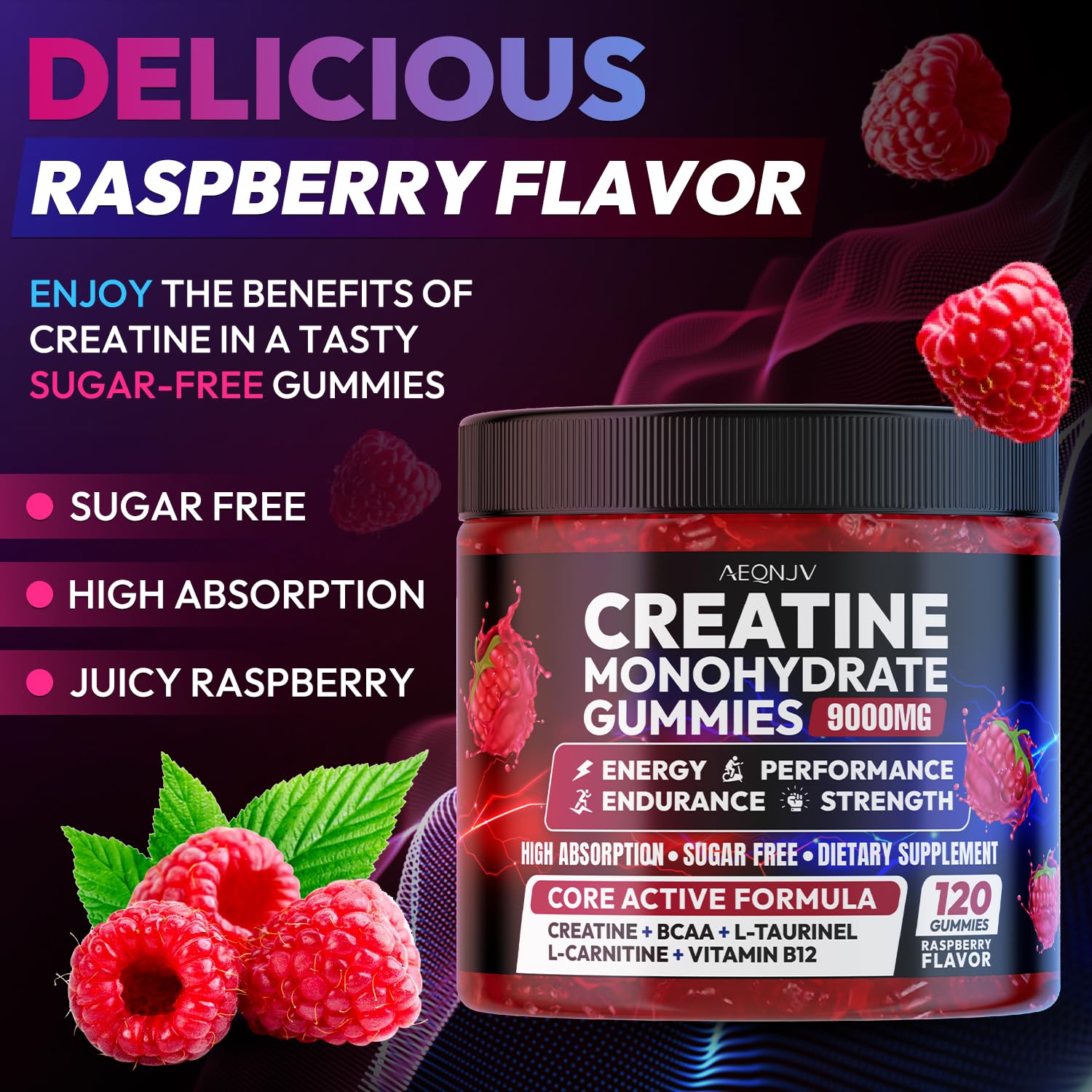 AEQNJV creatine gummies pour invites quick energy and endurance