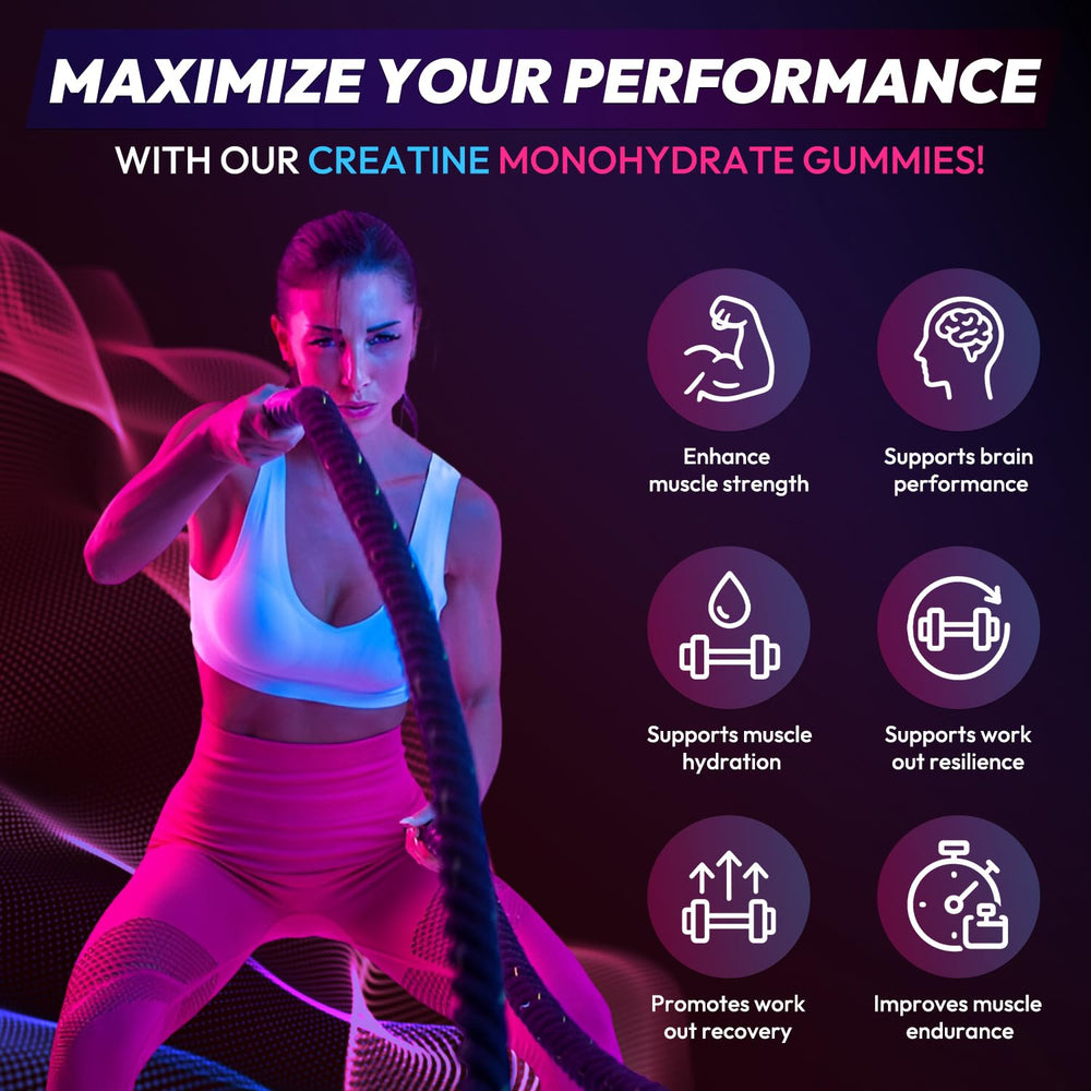 AEQNJV creatine gummies serving shows 120 gummies for a month