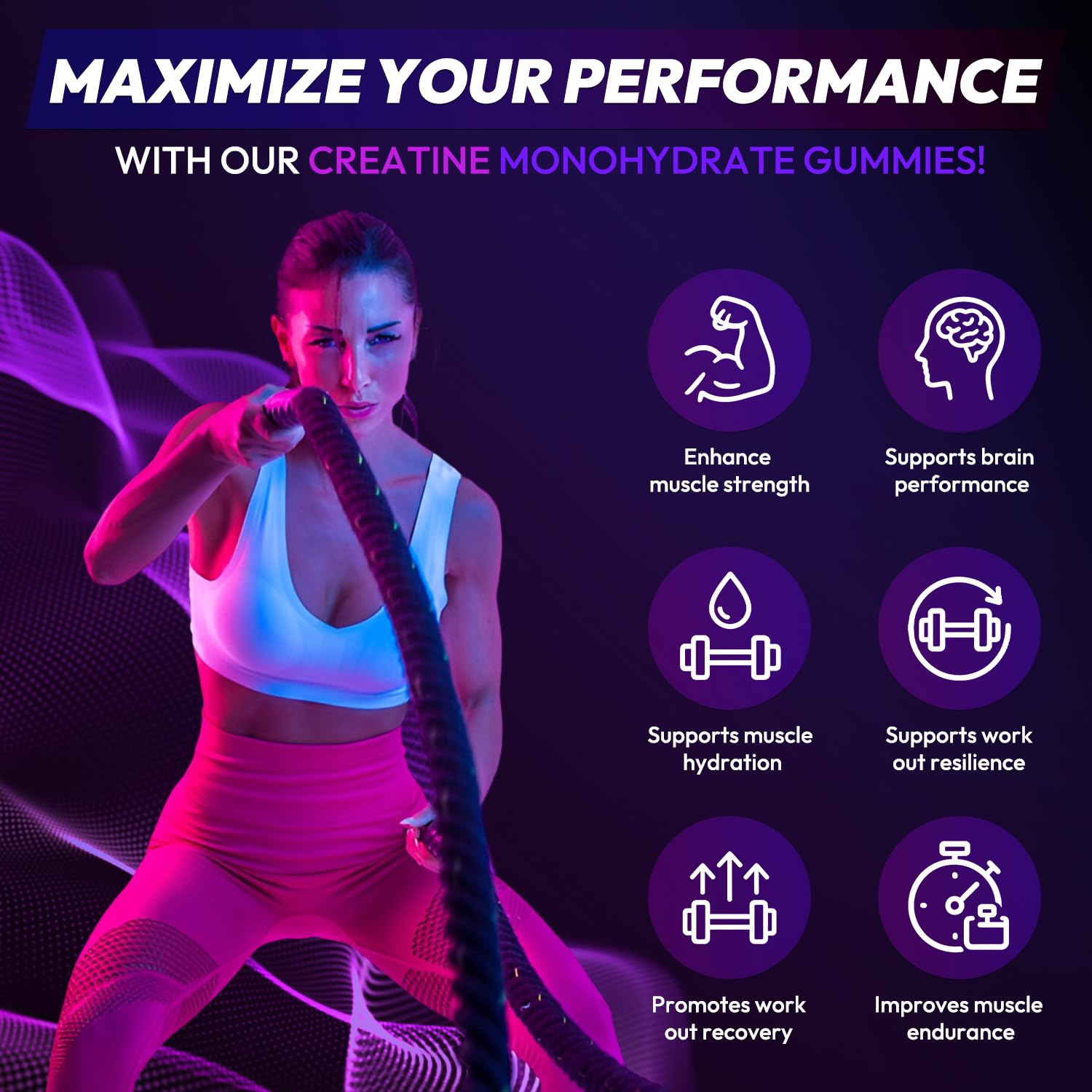 AEQNJV Creatine Gummies nutrition panel lists four gummies per serving.