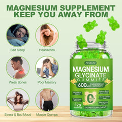 AEQNJV Magnesium Glycinate Gummies nutrition panel highlights high absorption ingredients.