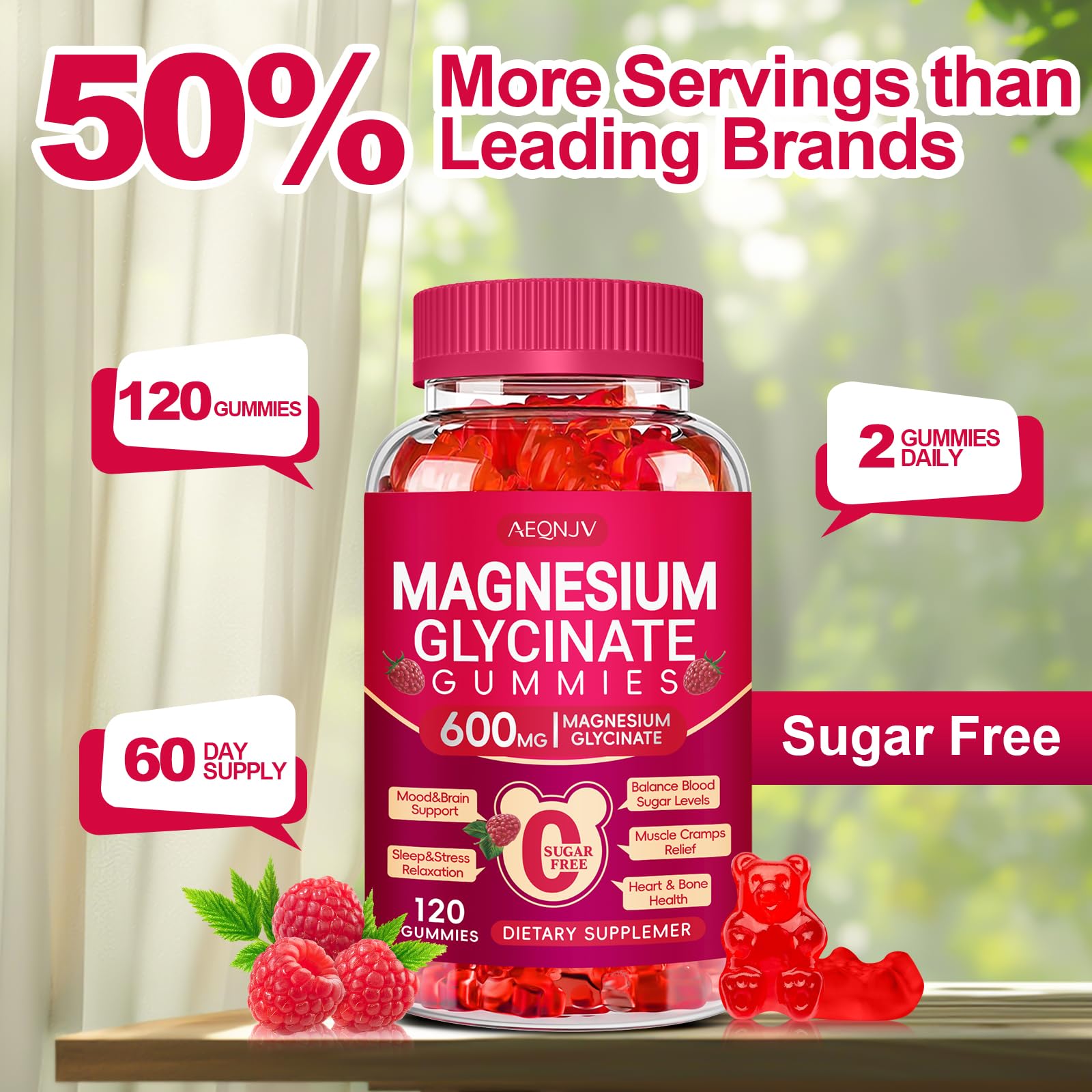 AEQNJV Two-gummies daily serving supports a simple nighttime routine.