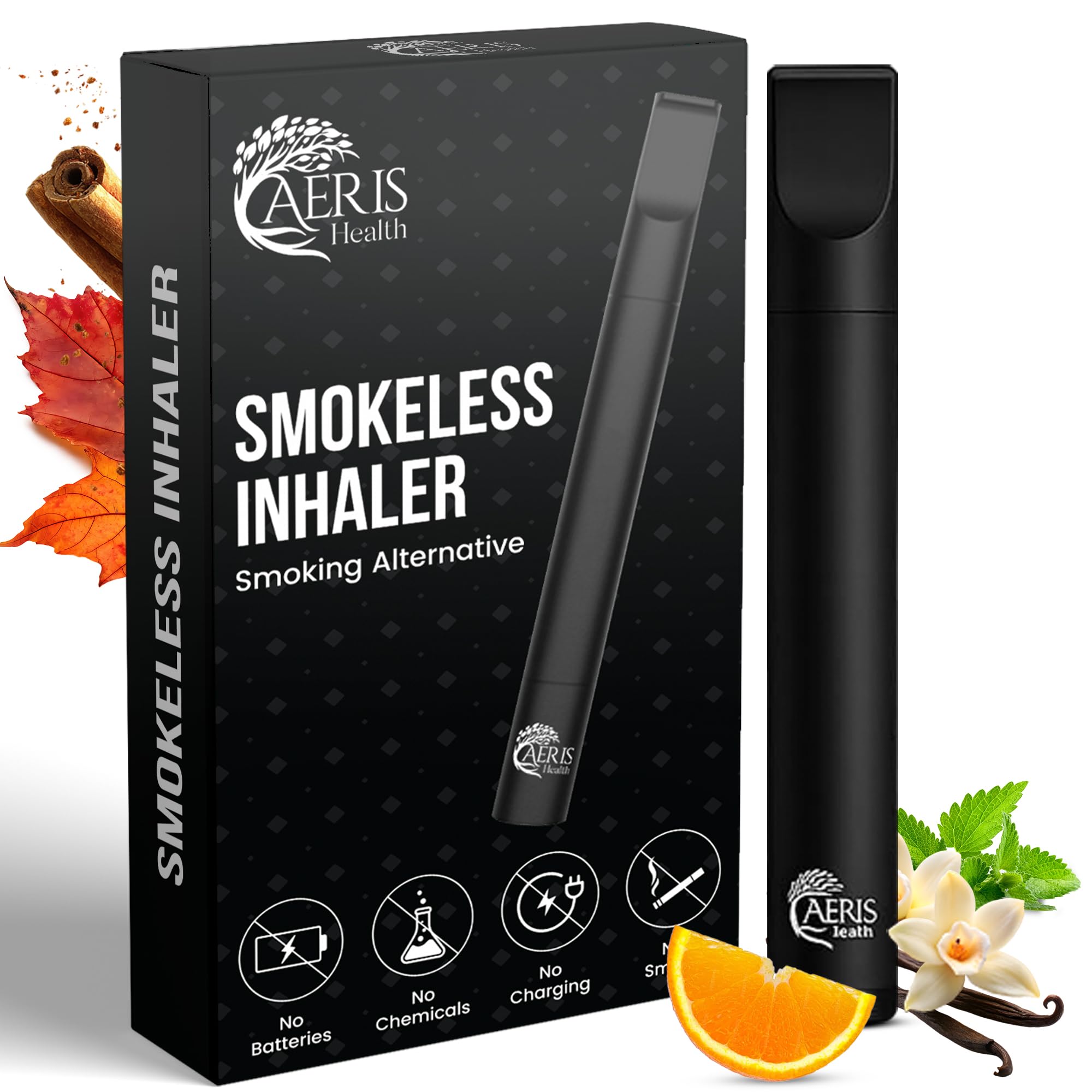 Aeris Health flavored air device in hand, upgraded design for smokeless use.