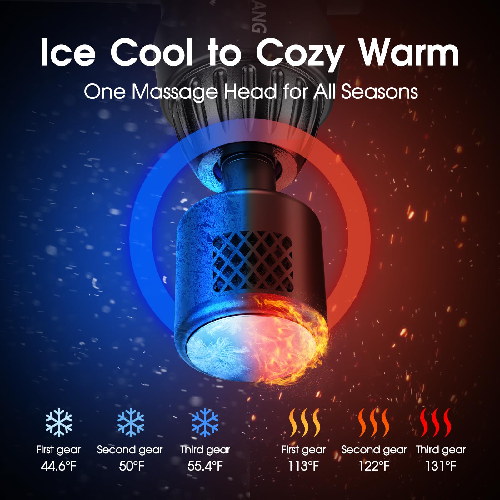 AERLANG massage gun showing heat settings for customizable therapy