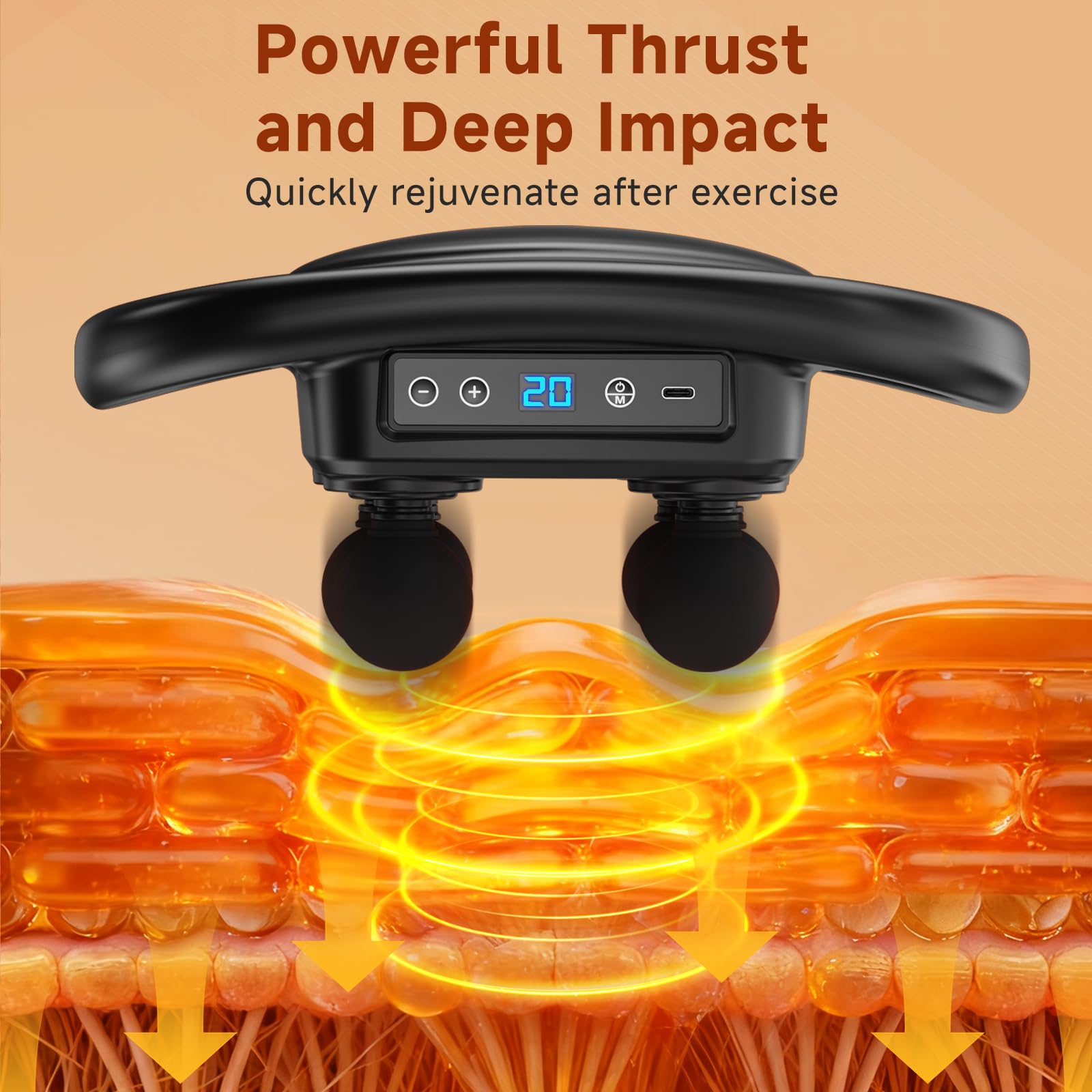 AERLANG Massage Gun with six-head design targets multiple muscle groups