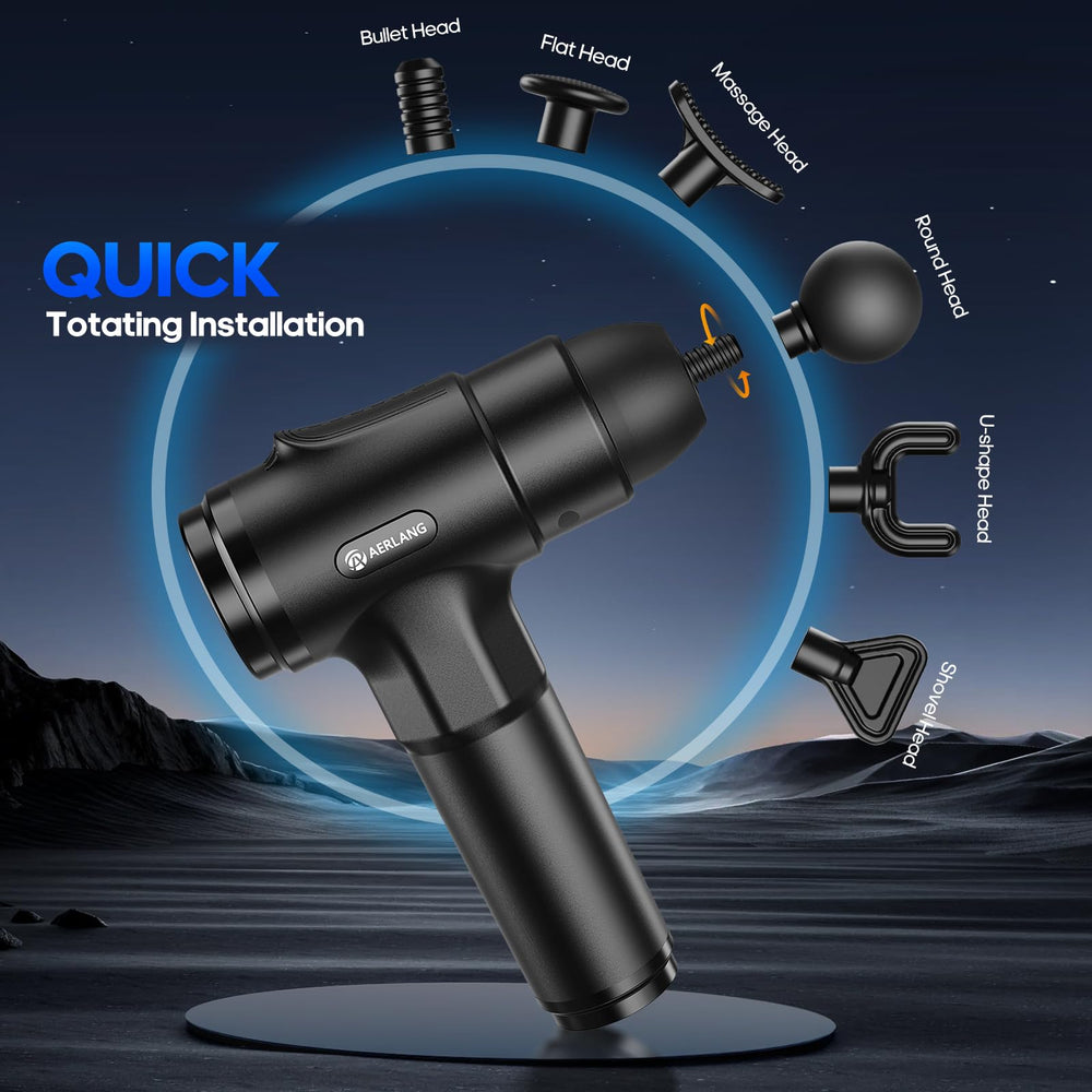 AERLANG massage gun placed in its carrying case for travel-ready relief.