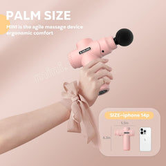 AERLANG Mini Massage Gun Pink in use on calf muscles for post-run recovery.