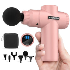 AERLANG Mini Massage Gun Pink front view, portable relief for on-the-go use.