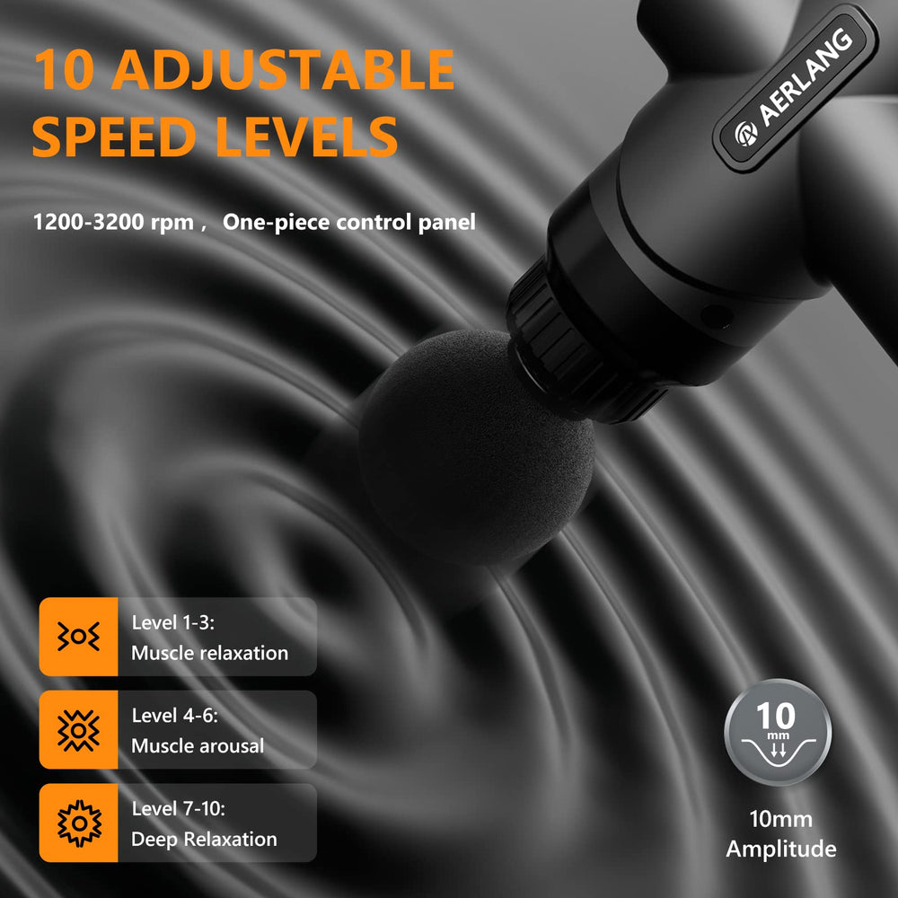 AERLANG massage gun with portable carry case for convenient storage.