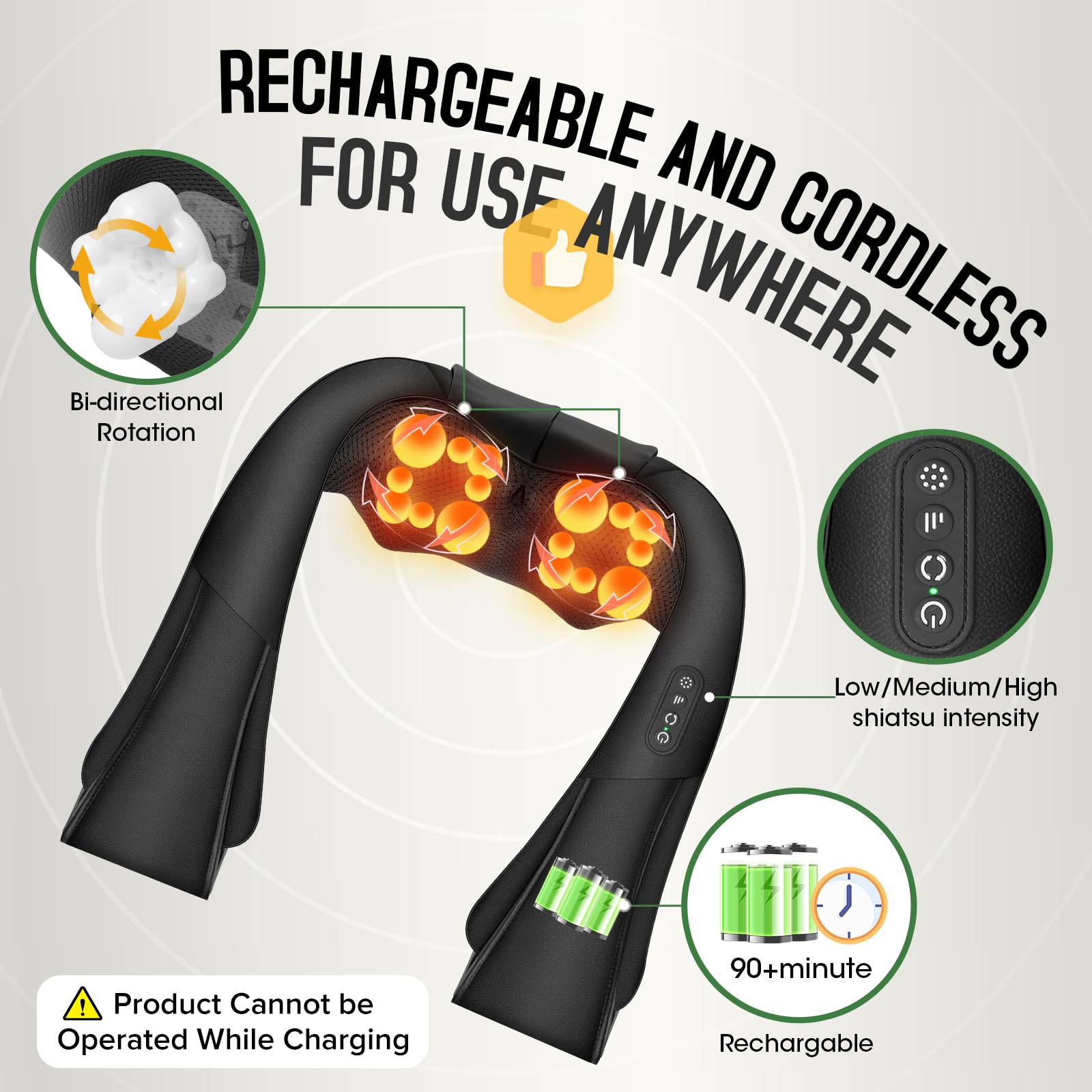 AERLANG neck massager with heat function provides soothing warmth during use