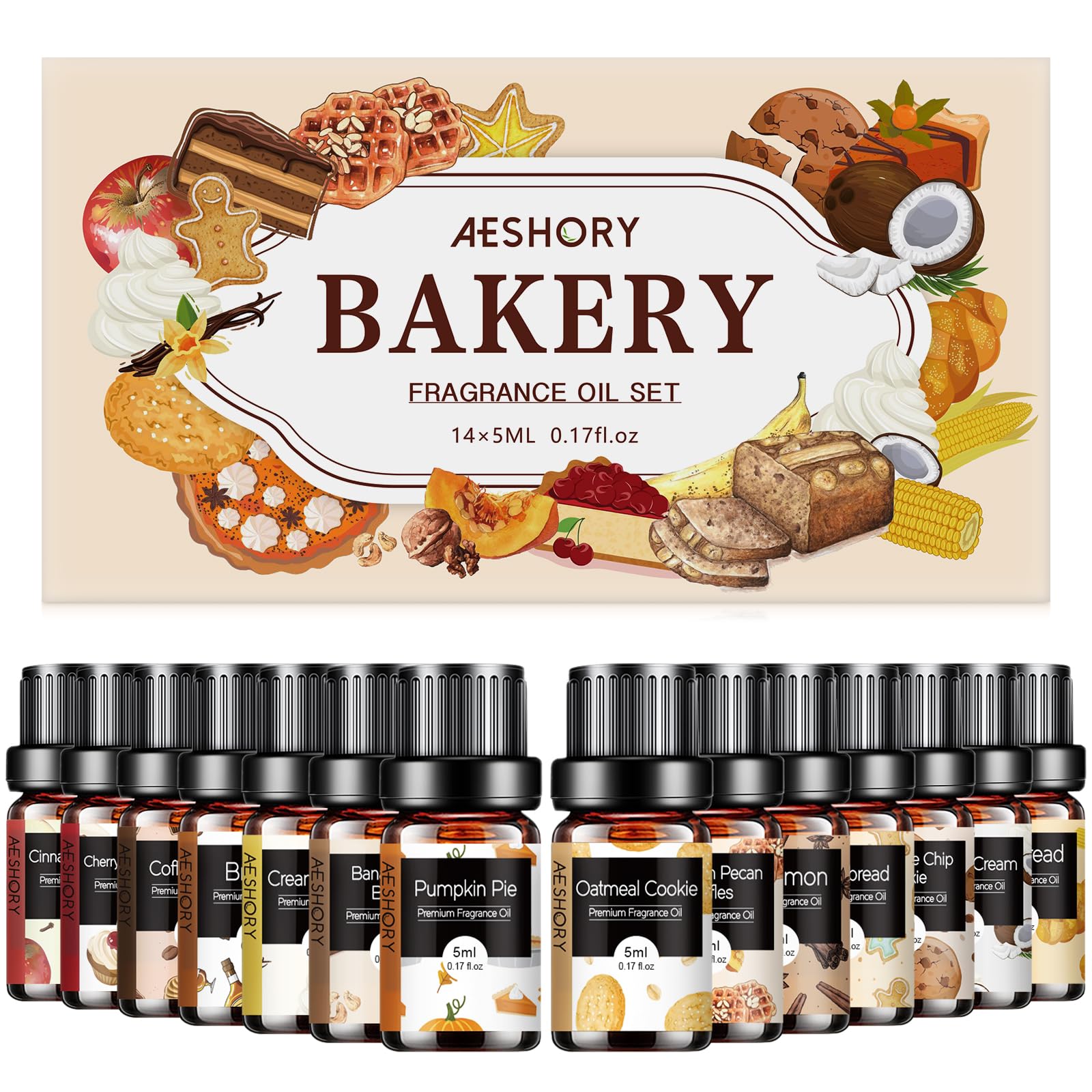 Aeshory Bakery Pumpkin Pie essential oil bottle for warm, comforting diffuser aroma.