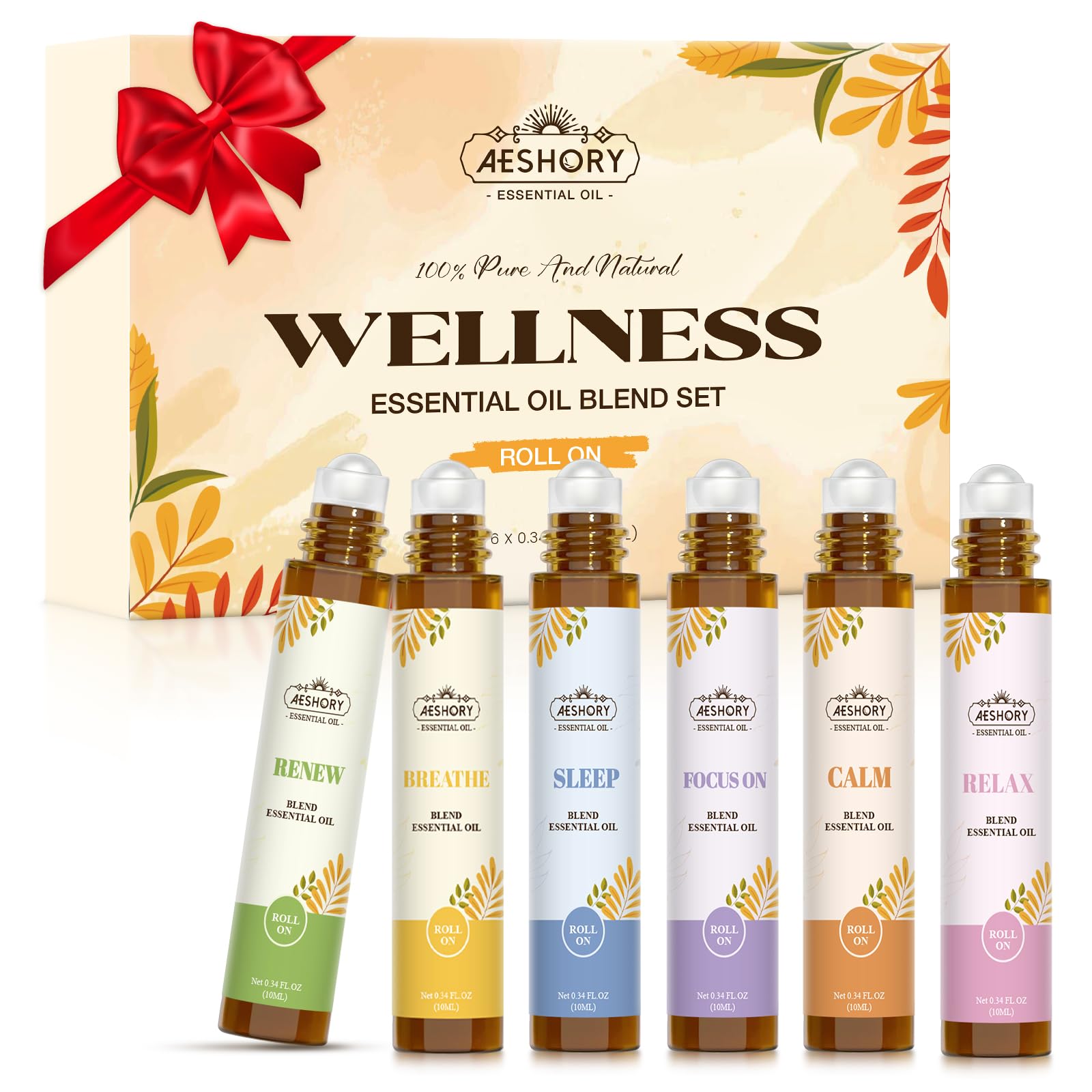 Aeshory Calm roll-on bottle resting on the wrist for relaxation.