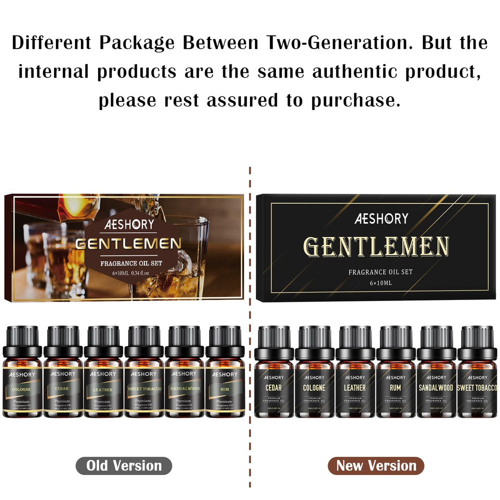 Aeshory gift-ready packaging highlighting the six-oil set.