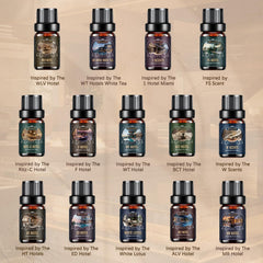 Aeshory diffuser oils set close-up labels for easy fragrance selection.