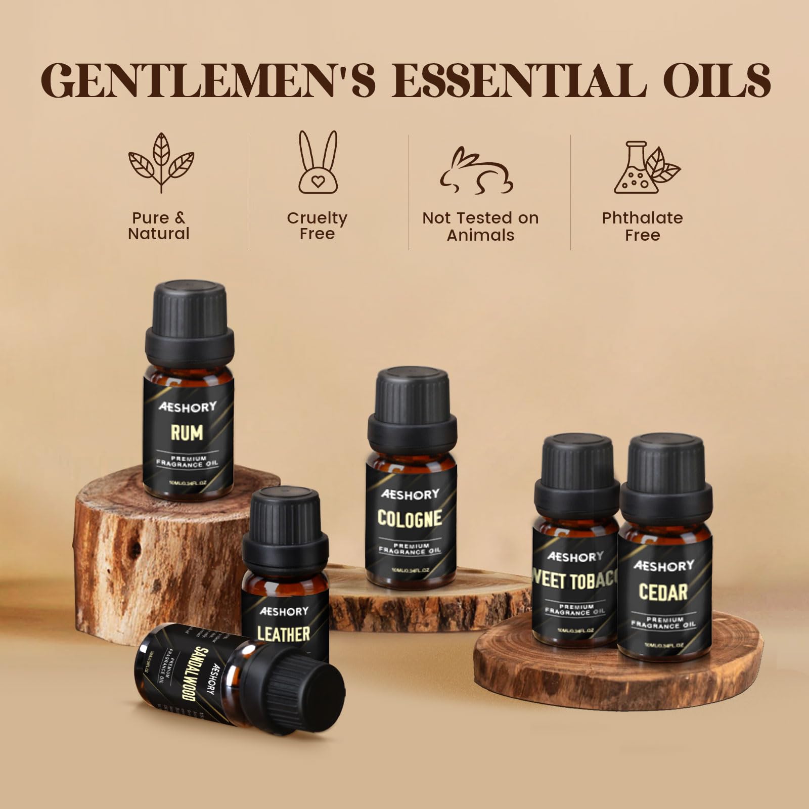 Aeshory leather oil bottle delivering masculine notes for DIY soaps.