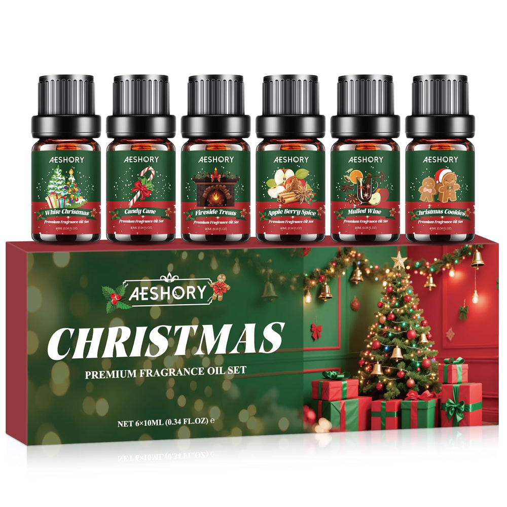 Aeshory Navidad Blanca, botella de aceite para difusor, aroma luminoso para espacios festivos.