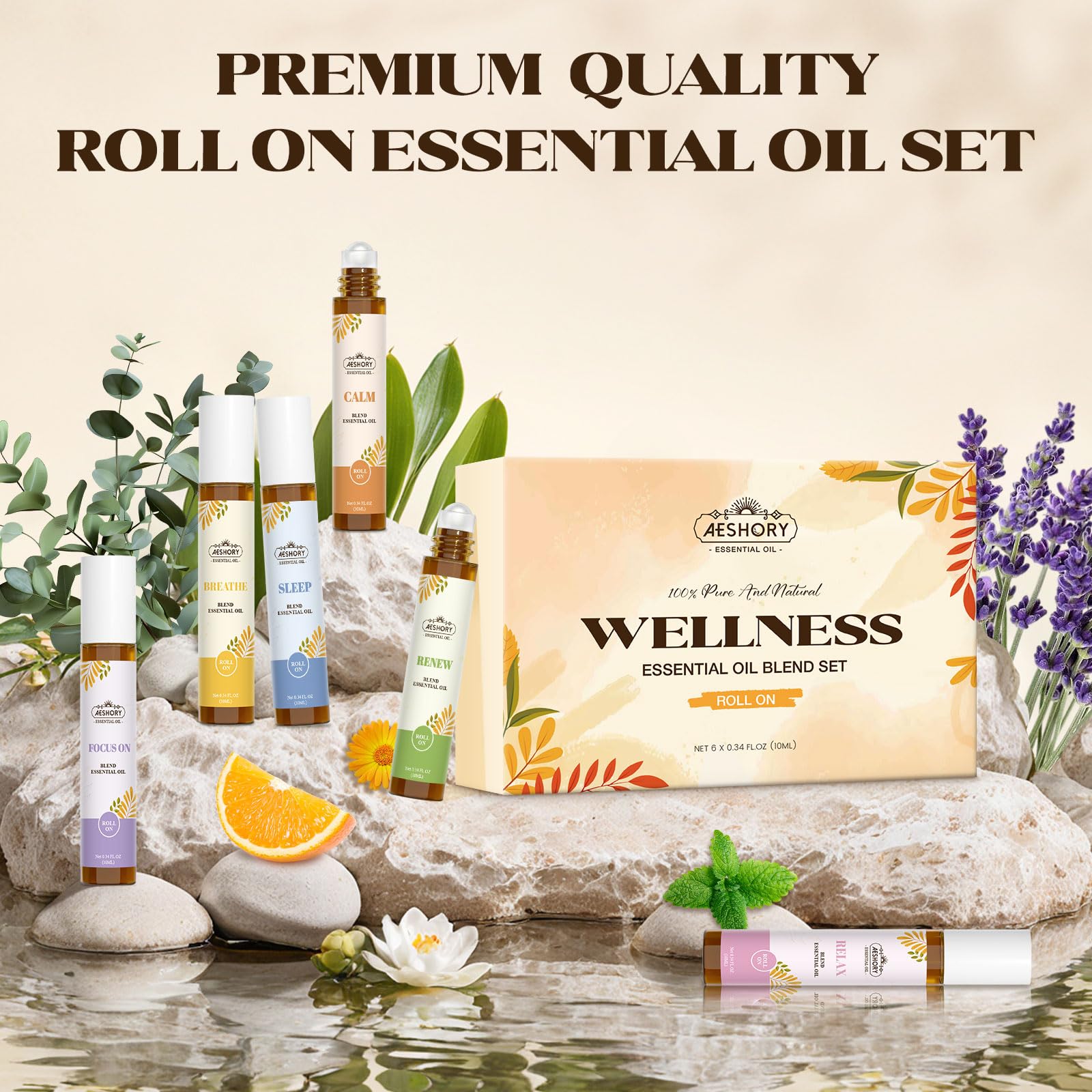 Aeshory roll-on travel case shown for portable aromatherapy.