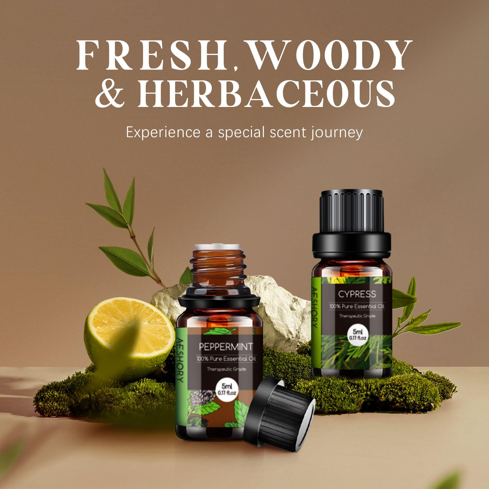 Aeshory Cedarwood diffuser image highlighting woody notes for relaxation rituals