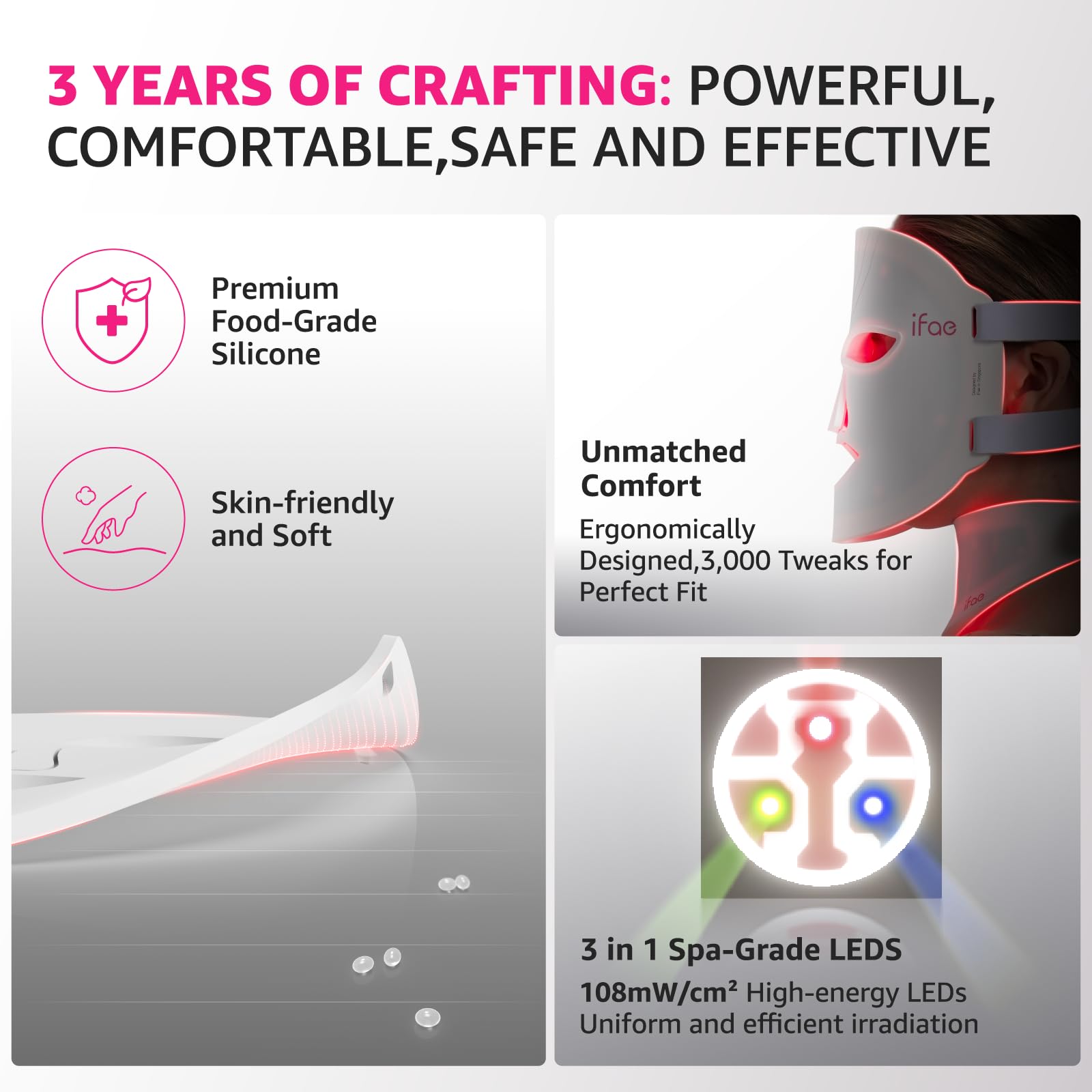 Aesthifae red light mask demonstrates ergonomic, flexible design for daily use.