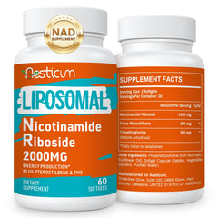 Aesticum 2000 mg NR bottle showing high-potency liposomal formulation for energy support.