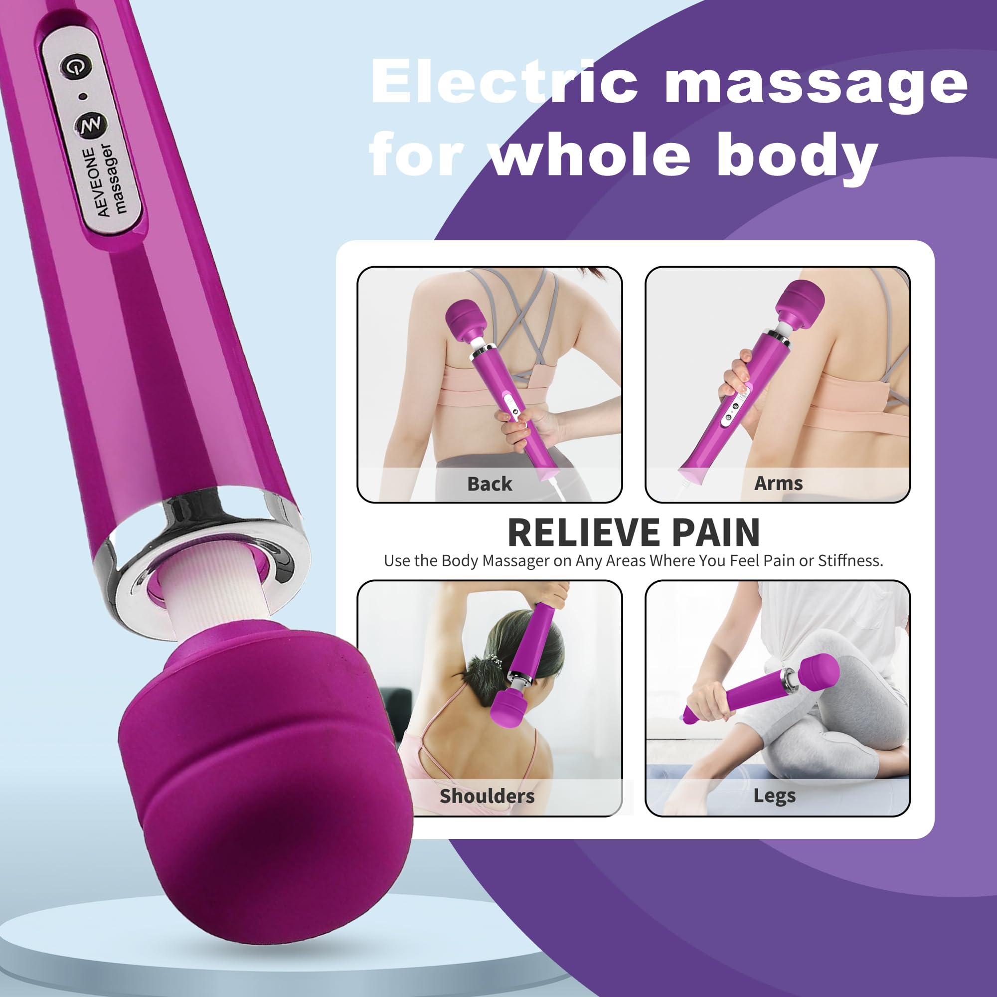 AEVEONE corded massager powers uninterrupted sessions without batteries