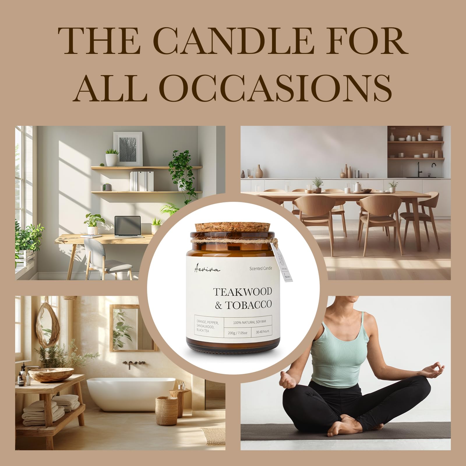  Amber jar candle adds cozy ambient light to any room.