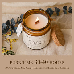 Teakwood tobacco fragrance close-up with vanilla and amber notes.