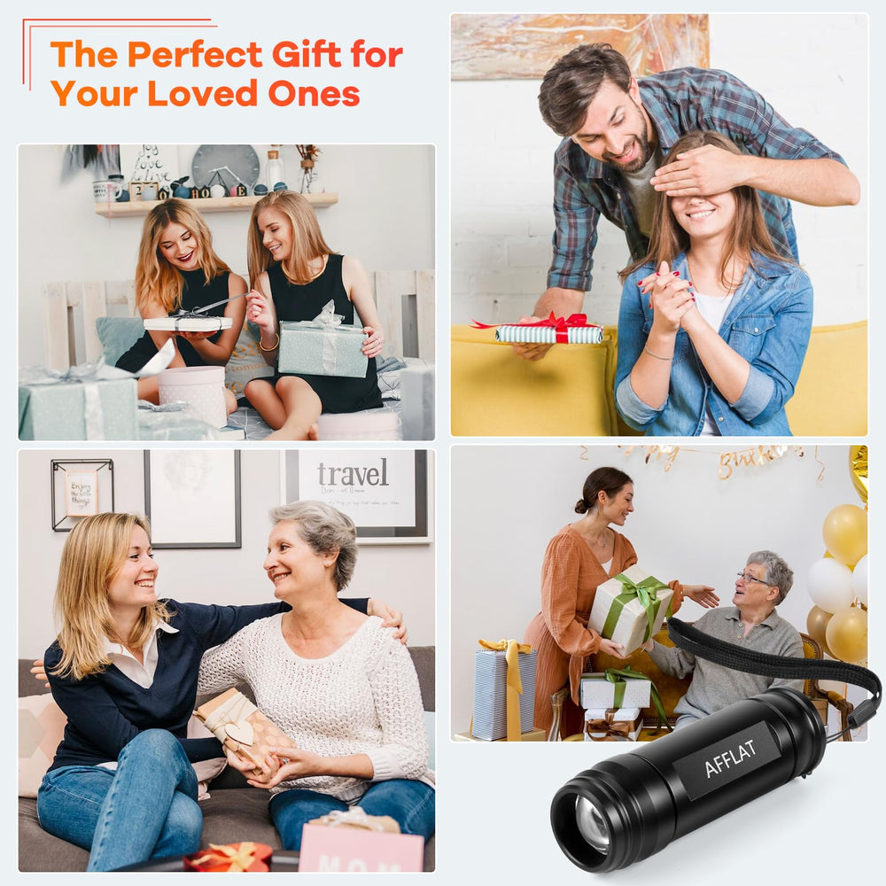AFFLAT Red Light Therapy Flashlight modes display shows four customizable options