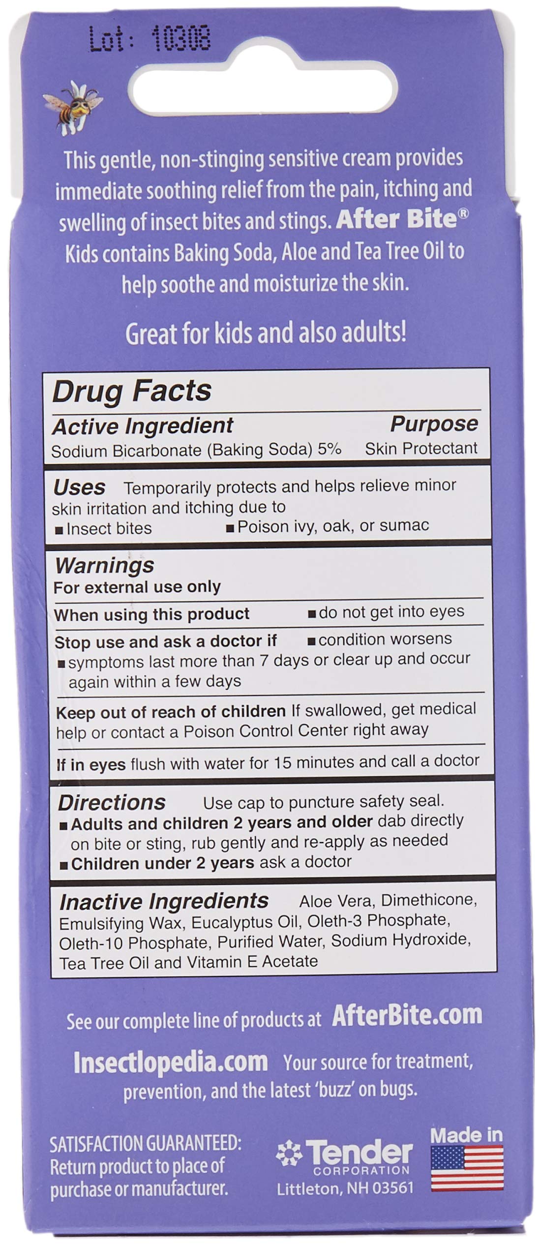 Ingredients close-up highlights baking soda, aloe vera, and tea tree oil for soothing care.