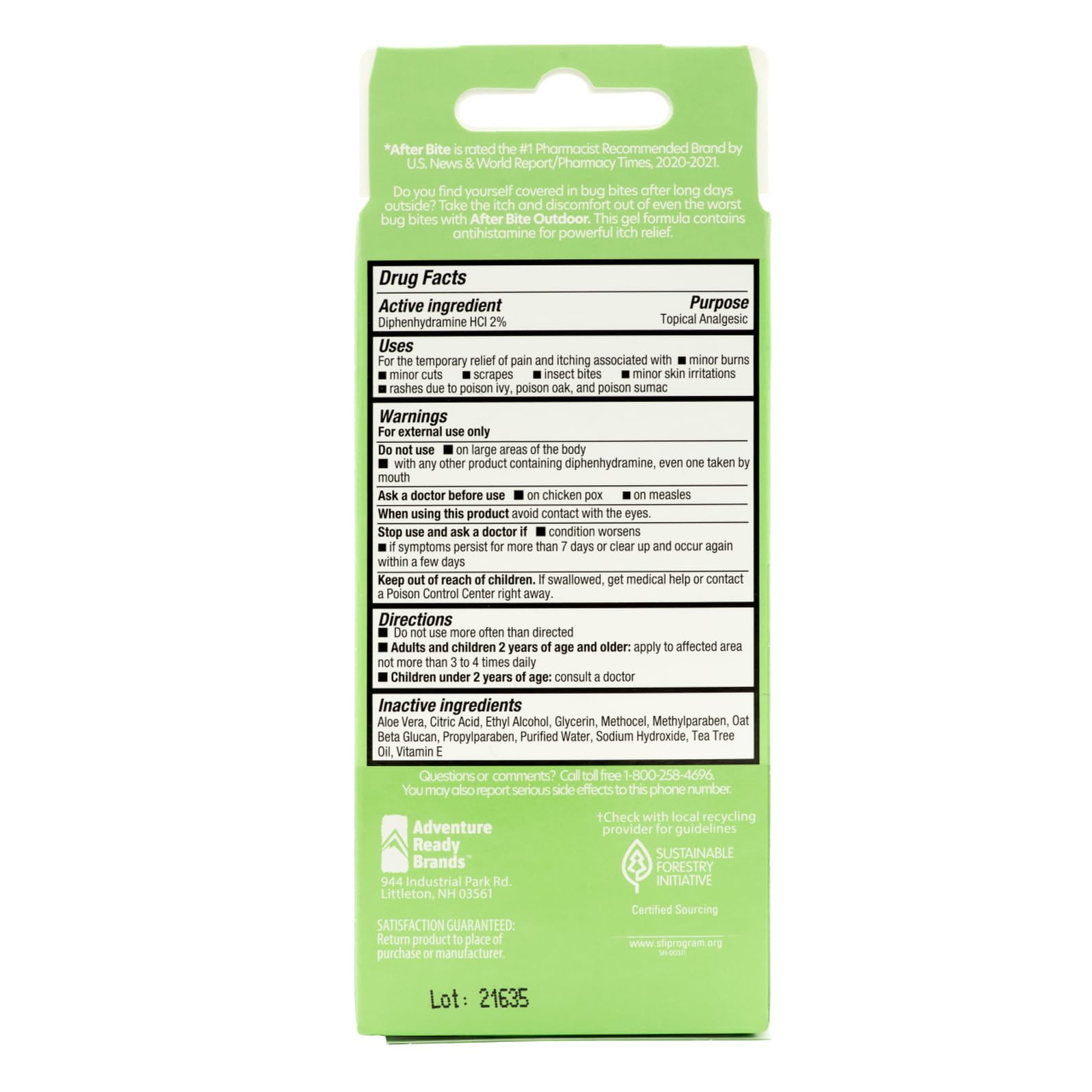 After Bite Outdoor Formula travel-size bottle fits backpacks and bags.