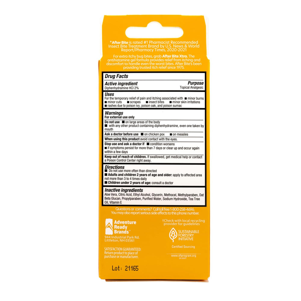 After Bite Xtra Formula cruelty-free symbol on packaging.