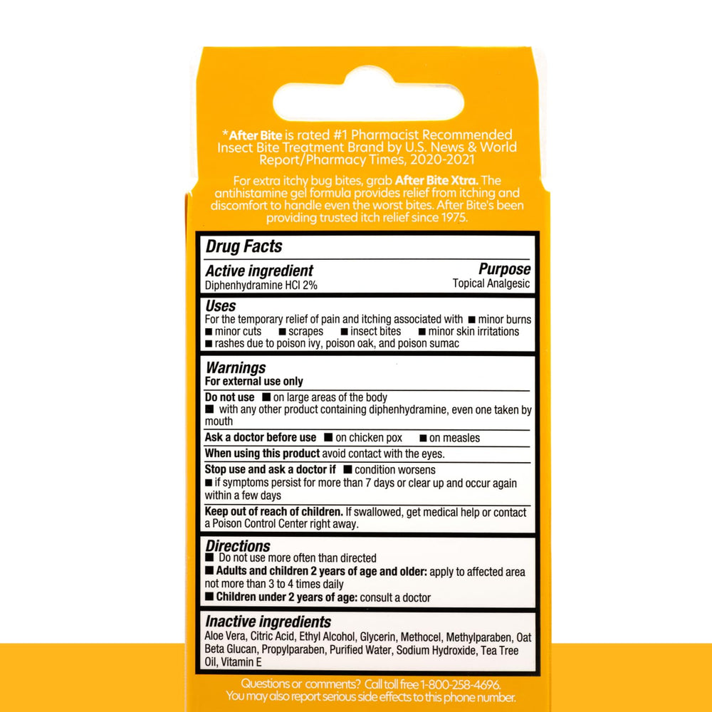 After Bite Xtra Formula dispensing tube ready for immediate bite relief.