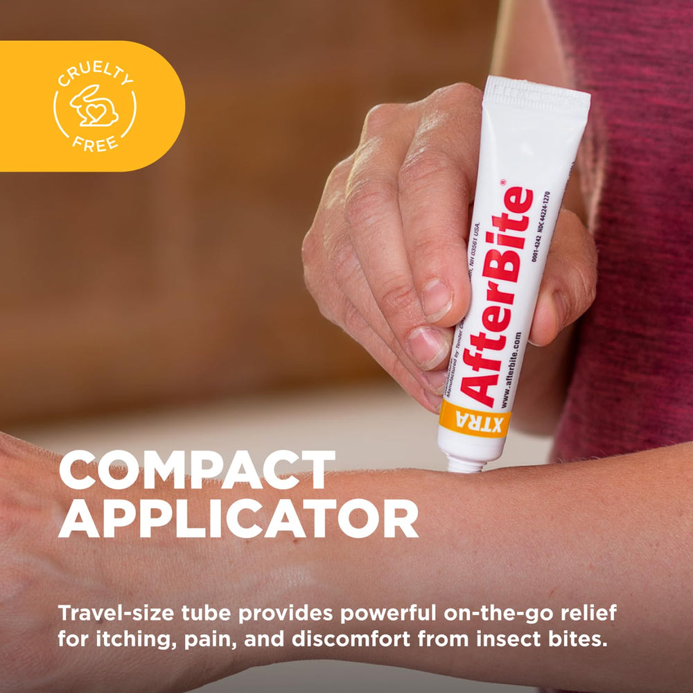 After Bite Xtra Formula gel tube cap displayed, easy to apply on bites.