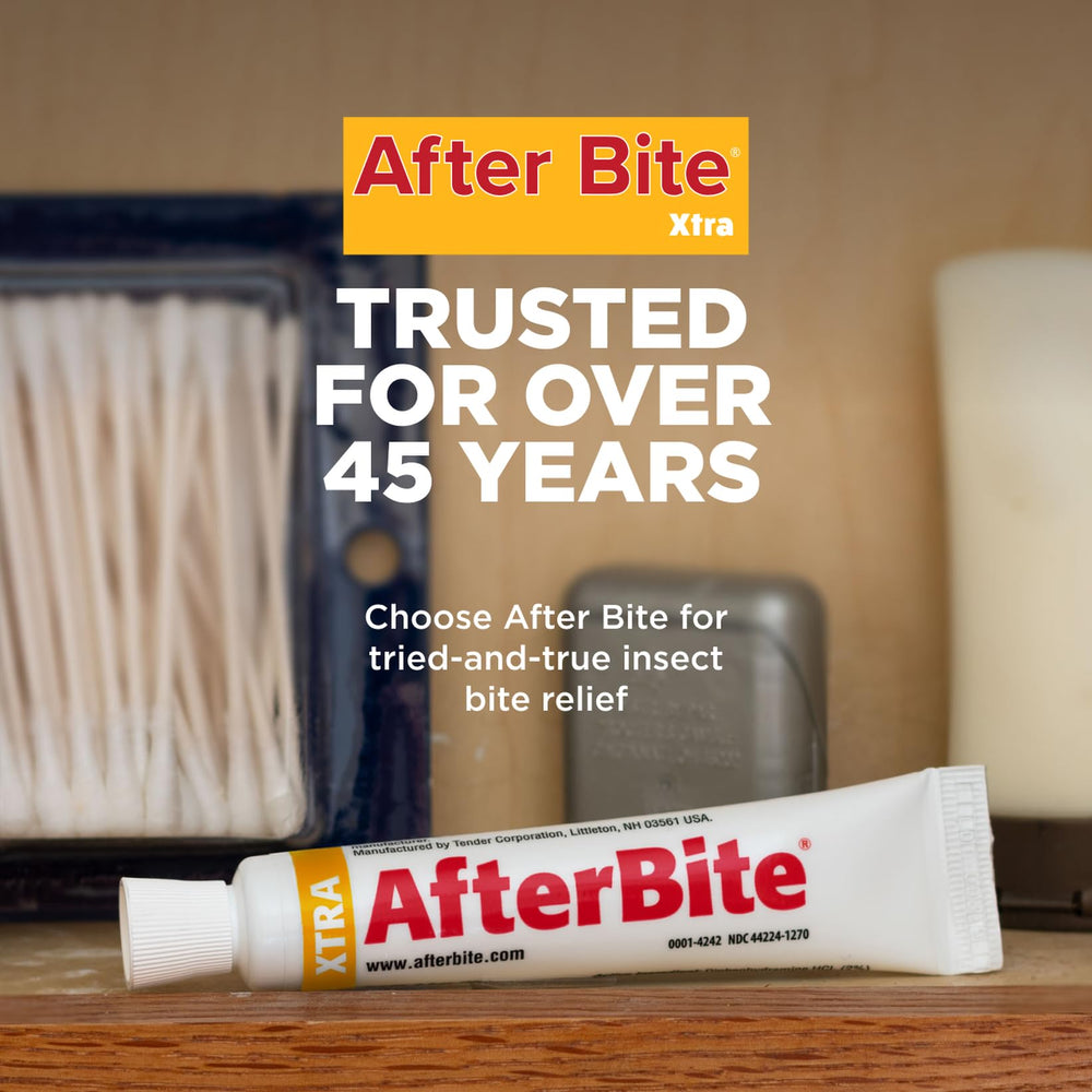 After Bite Xtra Formula pack close-up showing compact design.