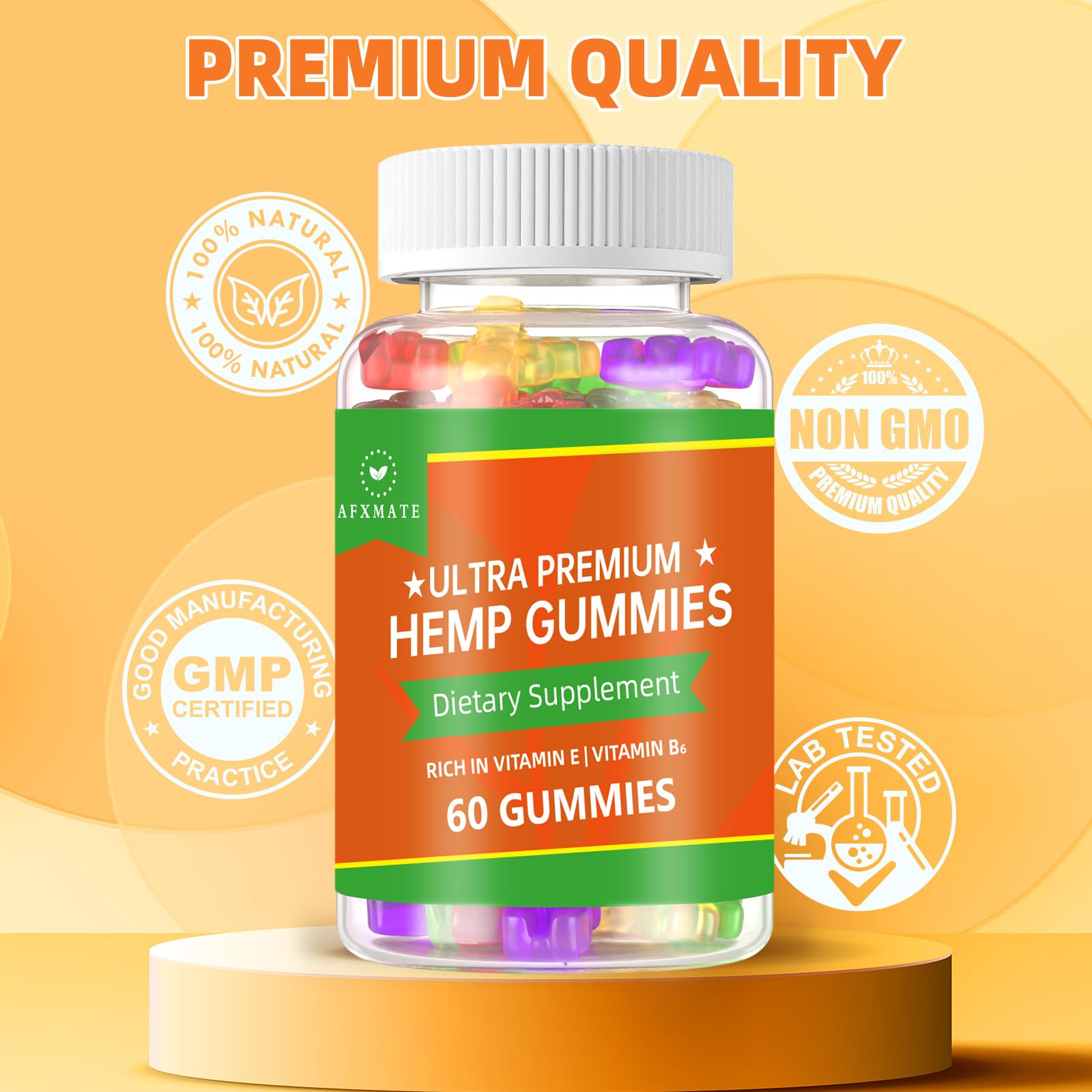 AFXMATE hemp gummies 2-pack packaging front for travel-friendly convenience.