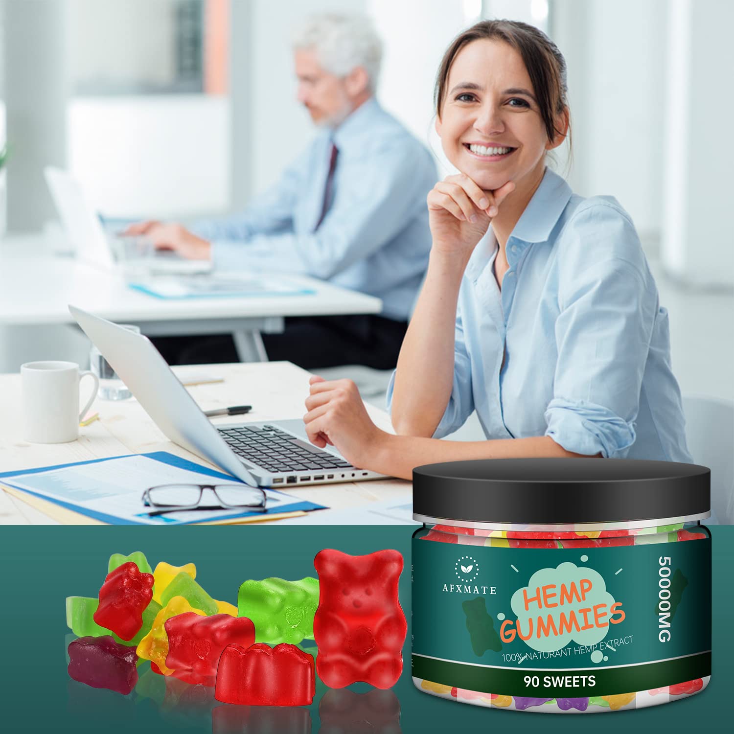 AFXMATE hemp gummies packaging back with label and ingredients