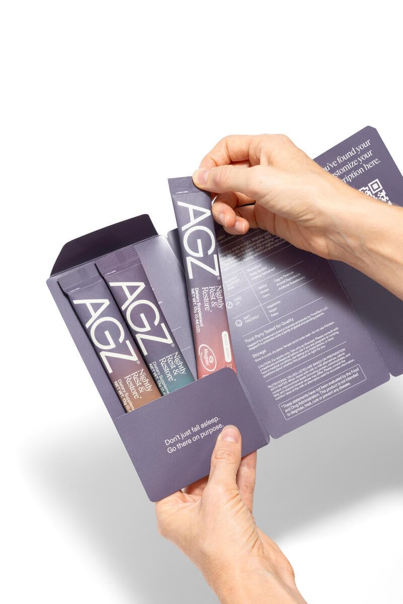 AG1 AGZ Sleep Drink Sampler chocolate mint flavor in a glass