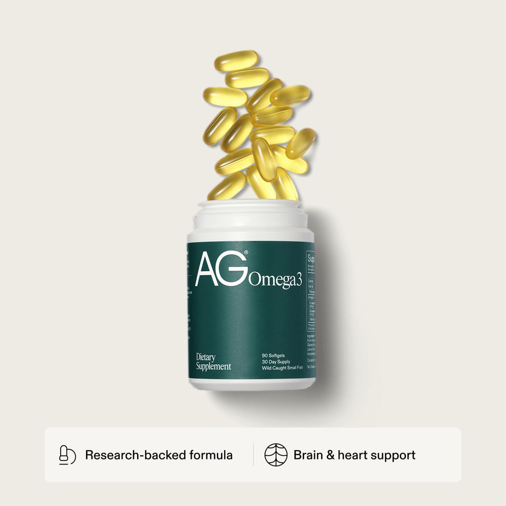 AG1 Omega3 capsules closeup highlighting EPA and DHA content