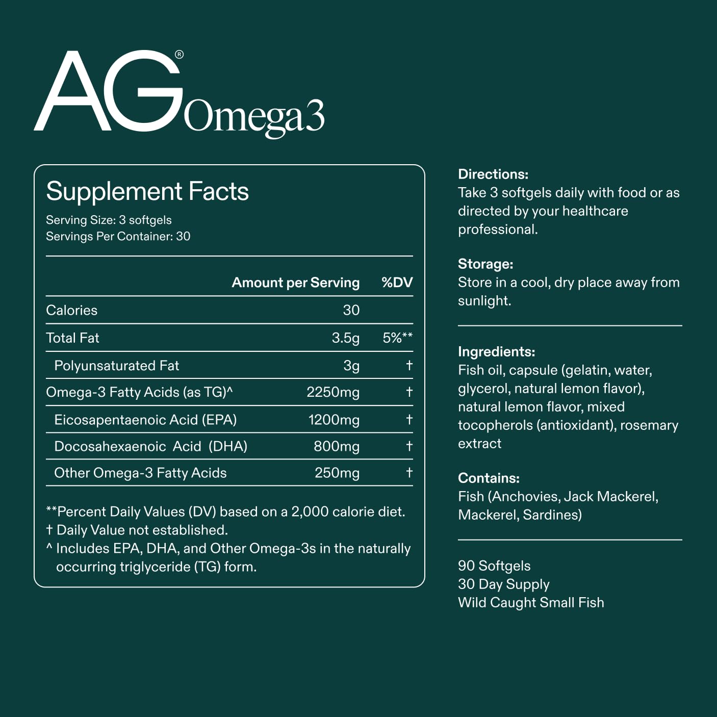 AG1 Omega3 label detail shows purity via molecular distillation